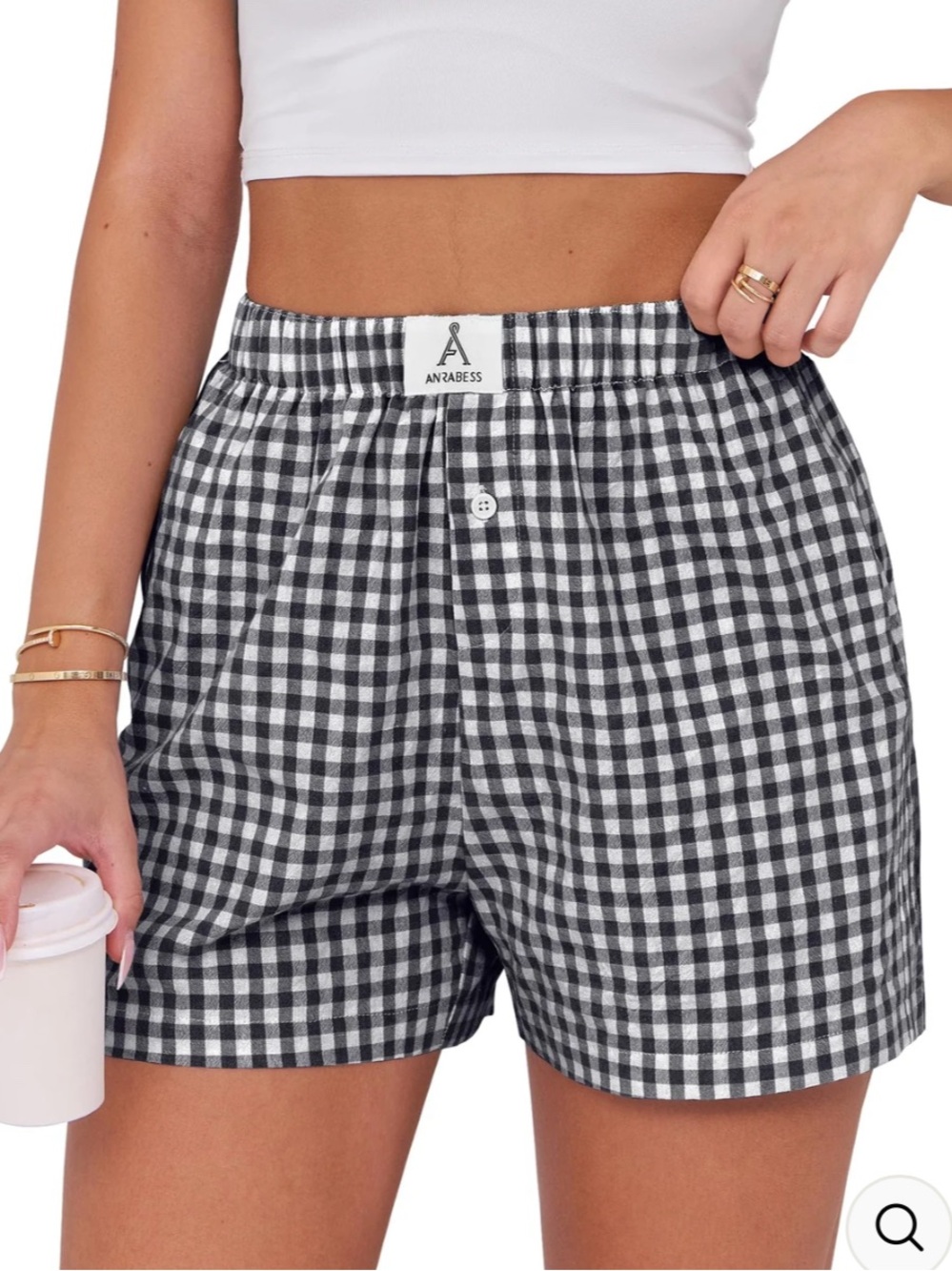 ANRABESS Womens Gingham Boxer Shorts